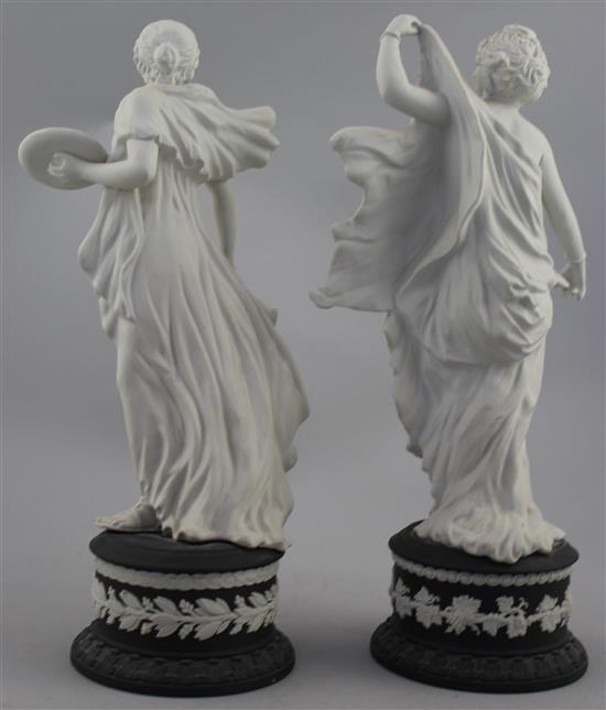 Two Wedgwood jasper figures of herculaneum dancers, 16.5cm and 17cm